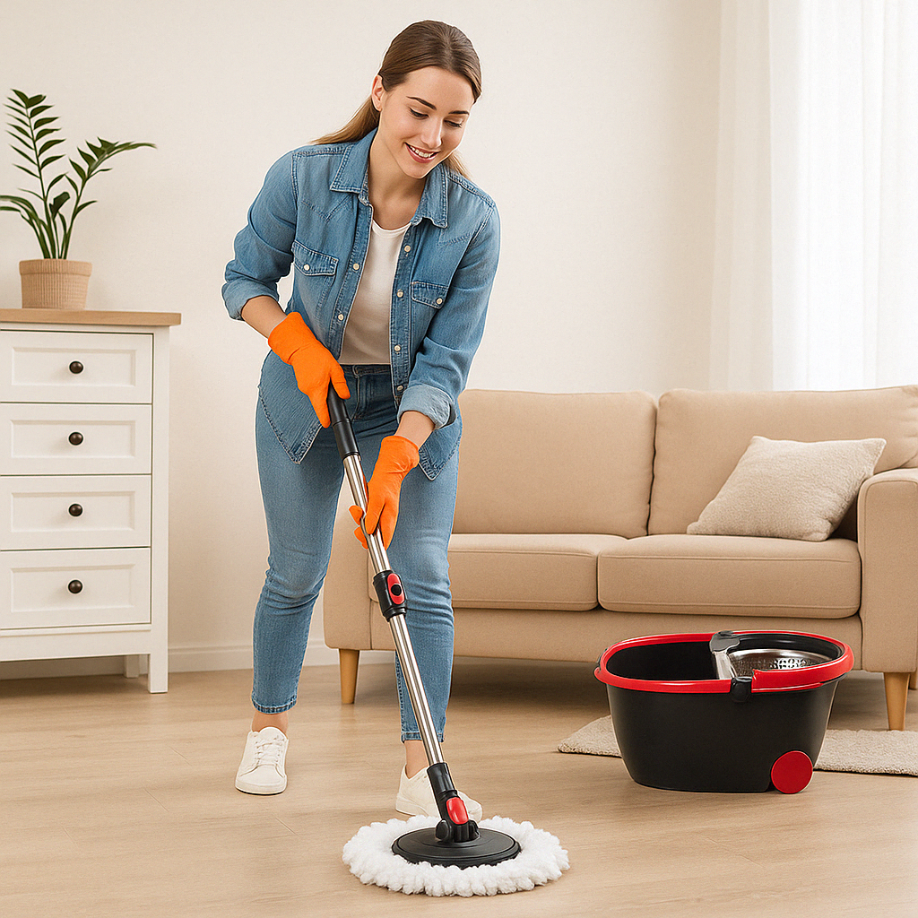 Microfibre Mop With 360° Spin Bucket